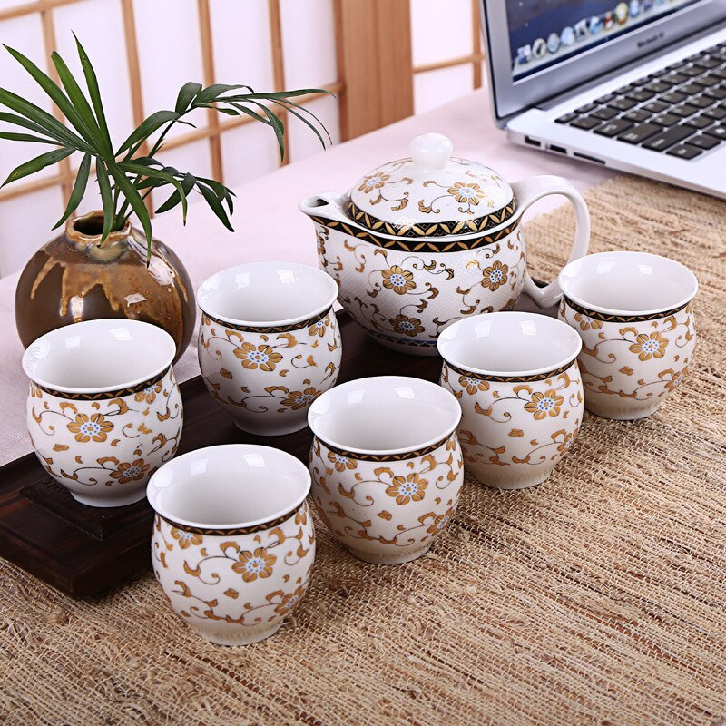 Čínska keramická čajová súprava Kung Fu porcelánová čajová šálka sada kanvíc Dračí čajník šálka Kungfu čajová súprava Puer Oolong čajový riad