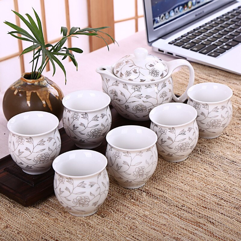 Čínska keramická čajová súprava Kung Fu porcelánová čajová šálka sada kanvíc Dračí čajník šálka Kungfu čajová súprava Puer Oolong čajový riad