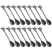 Set linguri de cafea Linguri espresso pentru desert ceai lingura de amestecare si amestecare din otel inoxidabil - set de 16 linguri de frunze negre