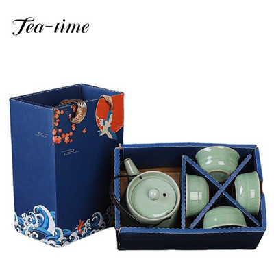 Set de ceai chinezesc Kung Fu de călătorie, ceainic din ceramică Ge Kiln, ceainic Gaiwan, porțelan, ceainic, ceainic, seturi de ceai, băuturi, ceremonie de ceai