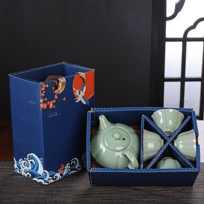 Čínska cestovná čajová súprava Kung Fu, keramická kanvica na čaj Ge Kiln, šálka Gaiwan, porcelánová čajová súprava Gaiwan, kanvice, súpravy čajového riadu, riad na nápoje, čajový obrad