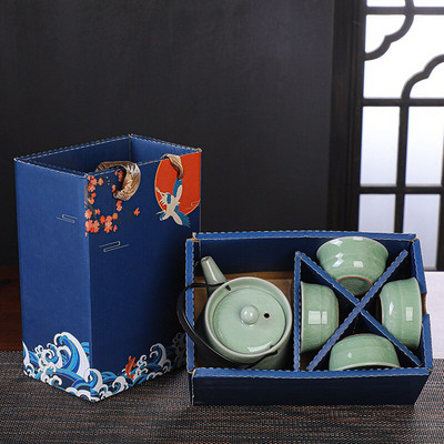 Čínska cestovná čajová súprava Kung Fu, keramická kanvica na čaj Ge Kiln, šálka Gaiwan, porcelánová čajová súprava Gaiwan, kanvice, súpravy čajového riadu, riad na nápoje, čajový obrad