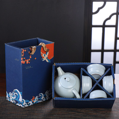 Čínska cestovná čajová súprava Kung Fu, keramická kanvica na čaj Ge Kiln, šálka Gaiwan, porcelánová čajová súprava Gaiwan, kanvice, súpravy čajového riadu, riad na nápoje, čajový obrad