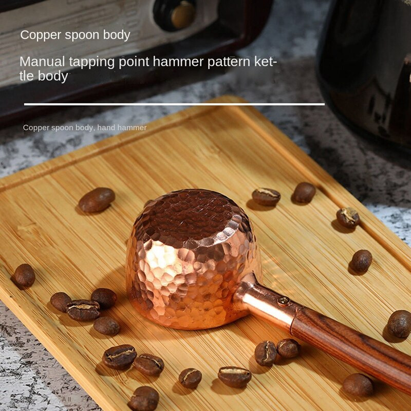 Lingurita de cafea din cupru, lingura de masurare pentru cafea macinata, espresso, boabe de cafea