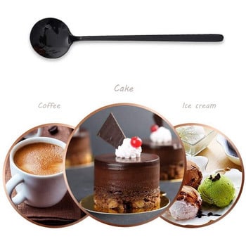 Мини десертни лъжици Кафени лъжички Черни чаени лъжички Матирана дръжка за десерт Чай Сладолед Торта Кафе Комплект от 12