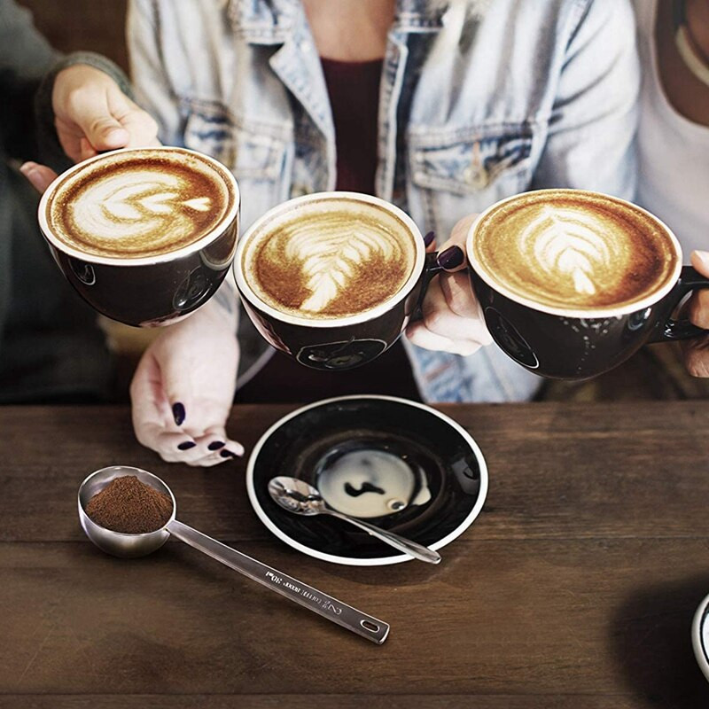 Balenie 2 odmerky na kávu, odmerka na kávu z nehrdzavejúcej ocele, lyžička s dlhou rúčkou na kávu, sušené mlieko a čaj (15 ml a 30 ml)