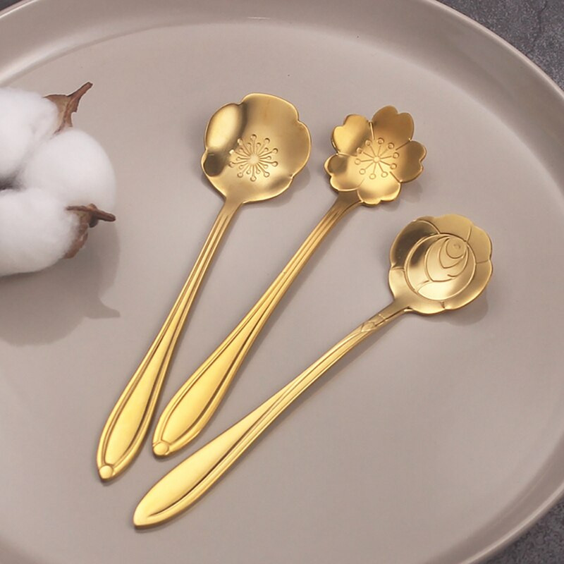 8kom cvjetna žlica, set žličica za kavu, žličica za desert od nehrđajućeg čelika, žlica za desert, žlica za šećer za posuđe, kuhinjski kafić ili bar