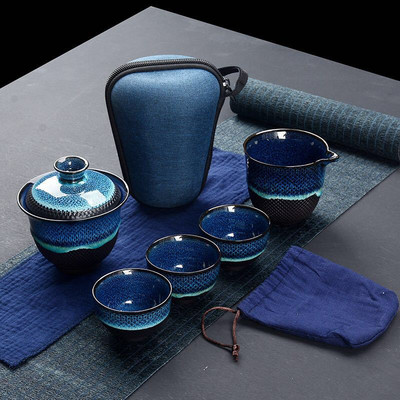 Čínska cestovná čajová súprava Kung Fu, keramická glazúrovaná kanvica na čaj, šálka Gaiwan, porcelánová čajová súprava, kanvice, súpravy čajového riadu, riad na nápoje, čajový obrad