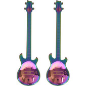 Set 8 linguri de cafea din oțel inoxidabil în formă de chitară linguri de demitasse linguri de desert lingură de zahăr ustensil drăguț de bucătărie