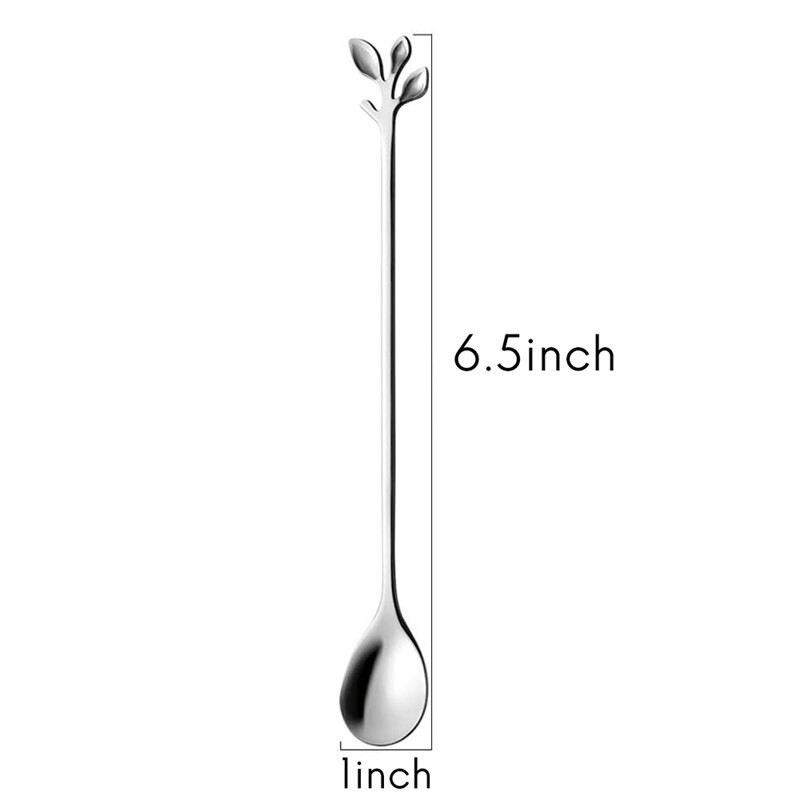 Set de linguri de cafea din oțel inoxidabil, lingurițe de 10 buc, linguri de desert din frunze, linguri de desert pentru masă, linguri de amestecat