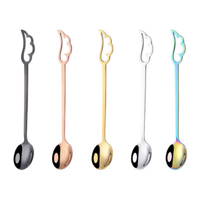 Rozsdamentes acél kanalak Szép szárny formájú kávéscsésze kanál fagylalt desszert teáskanál Kreatív akasztó kanál étkészlet