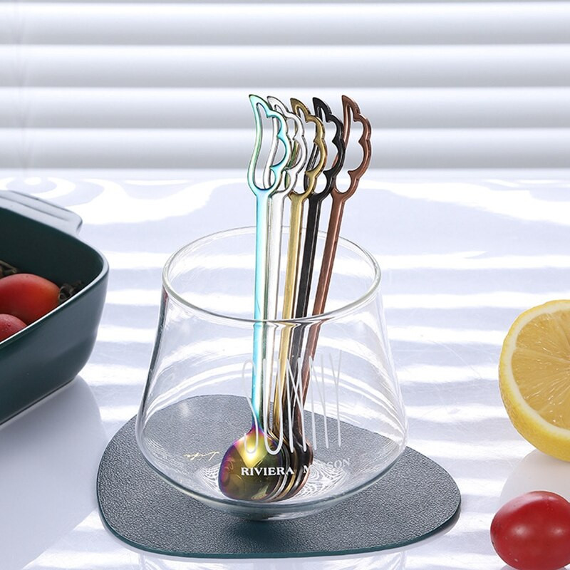 Rozsdamentes acél kanalak Szép szárny formájú kávéscsésze kanál fagylalt desszert teáskanál Kreatív akasztó kanál étkészlet