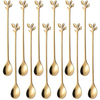 Kávéskanál készlet, Teáskanálok, Kreatív kávés fagylalt kanalak, Rozsdamentes acél, Mini keverőkanalak