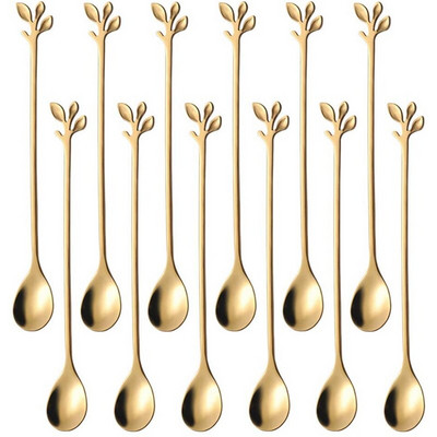 Kávéskanál készlet, Teáskanálok, Kreatív kávés fagylalt kanalak, Rozsdamentes acél, Mini keverőkanalak