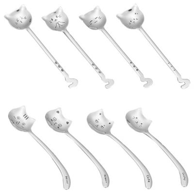 Aranyos macska kávéskanál 304 rozsdamentes acél macskakanál teáskanál hosszú nyelű evőeszközök ajándék étkészlet kávétartozékok