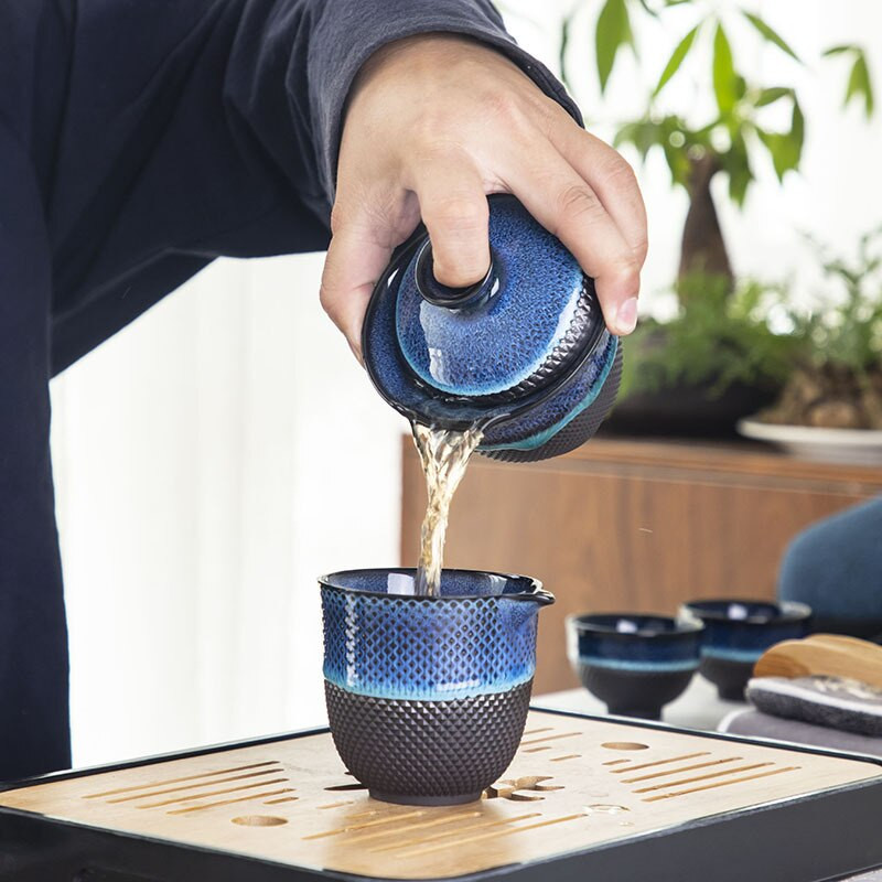 Čínska cestovná čajová súprava Kung Fu, keramická glazúrovaná kanvica na čaj, šálka Gaiwan, porcelánová čajová súprava, kanvice, súpravy čajového riadu, riad na nápoje, čajový obrad