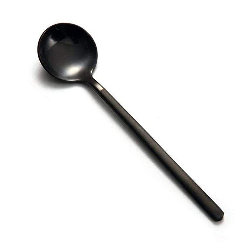 Mini dezertné lyžičky, kávové lyžičky, čierne pokovované čajové lyžičky, matná rukoväť na dezert, čaj, zmrzlina, koláč, káva, sada 12 kusov