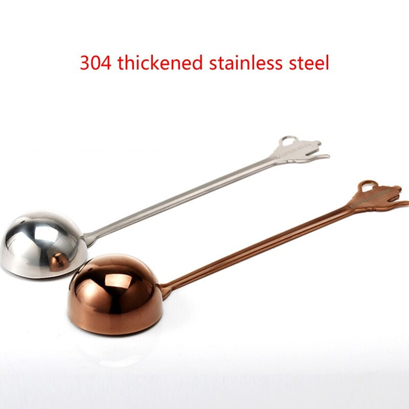 Tökéletes rozsdamentes acél kávéskanál babpor mérő hosszú nyelű kávéeszköz