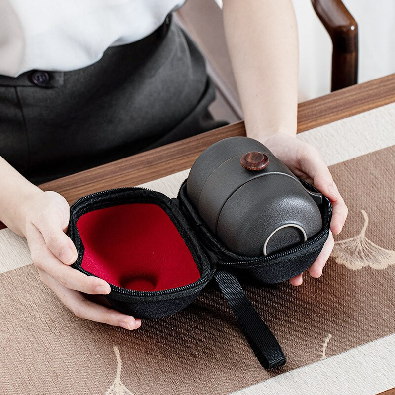 Novi kineski prijenosni keramički set za čaj 1 lonac 2 šalice Putni set za čaj Šalice Vrećica za pohranu Set posuđa Posuda za toplinsku izolaciju