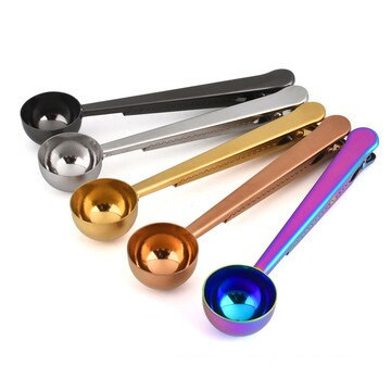 5 komada dva-u-jedan žlica za kavu od nehrđajućeg čelika Stezaljka za brtvljenje Kuhinjski zlatni pribor Primatelj Cafe Expresso Cucharilla dekoracija