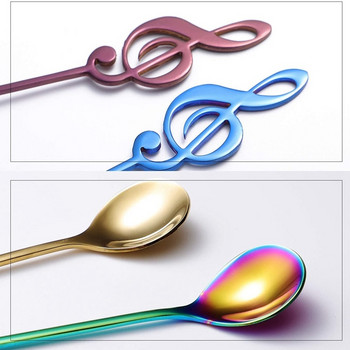 HOT-Music Note Spoons 6-Pack Creative Cute Teaspoons 18/10 Stainless Steel Staff Musical Note Spoons Кафени лъжици