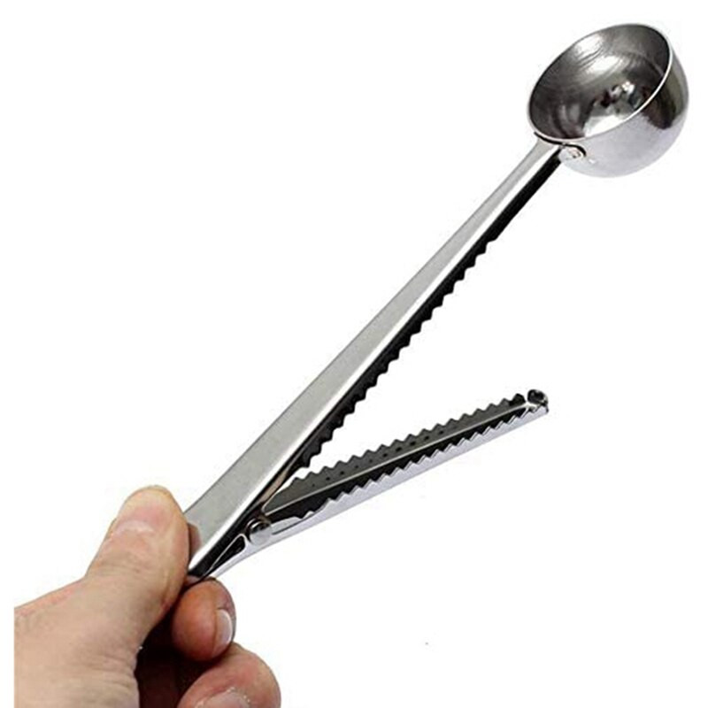 KUUM-2 tk kohvikulbi klamber 2-ühes roostevabast terasest kohvimõõtelusika pika varrega kulp koos klambriga jahvatatud kohvi tee jaoks