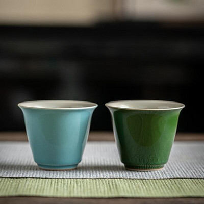 2 tk / komplekt portselanist Kungfu teetass teekauss Pu`er Master Cup 40 ml kööginõud Hiina stiilis teekomplekti tarvikud