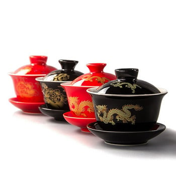 РЪЧНО РИСУВАН RED DRAGON GAIWAN СЕРВИЗ ЗА ЧАЙ ЧАЙ,КУНГ ФУ ЧАША ЗА ЧАЙ РЪЧНО РИСУВАНА КУПА ЗА ЧАЙ СЕРВИЗ ЗА ЧАЙ GAI WAN КУПА ПОРЦЕЛАНОВА ЧАША