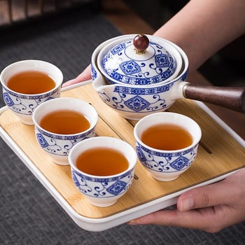 Teaware Κινέζικο σετ τσαγιού Gong Fu Tea Set φορητό σετ τσαγιέρα με 360 περιστροφική συσκευή παρασκευής τσαγιού και φορητό σακουλάκι δώρου all in