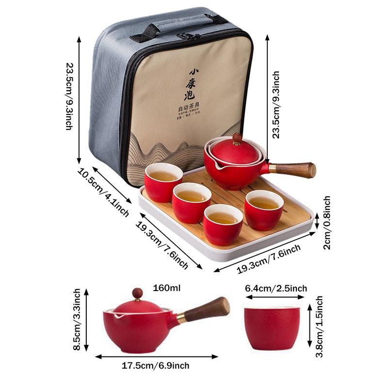Posuđe za čaj Kineski set za čaj Gong Fu Setovi za čaj Prijenosni set čajnika s 360 rotacijom aparata za čaj i infuzerom, prijenosni, sve u poklon vrećici