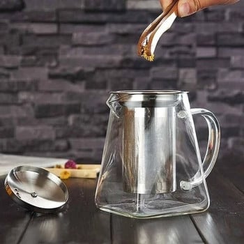 Домакински сервиз за чай Стъклен чайник за печка Устойчив на топлина и висока температура Взривозащитен Настойка за чай Мляко Роза