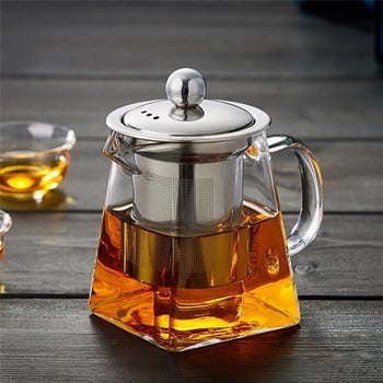 Домакински сервиз за чай Стъклен чайник за печка Устойчив на топлина и висока температура Взривозащитен Настойка за чай Мляко Роза
