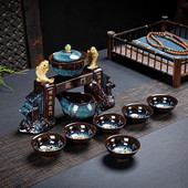 9 ks/sada Retro pec na výmenu čaju Lazy Man Tea Set Prenosná keramická poloautomatická šálka na čaj Porcelánový čajový riad pre domácnosť