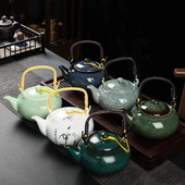 Ceainic în stil chinezesc de epocă, cu fascicul de ridicare, ceainic de cană de 650 ml pentru ceainic de ceai Puer set de ceaiuri de ceai, oală, ceainice, lut