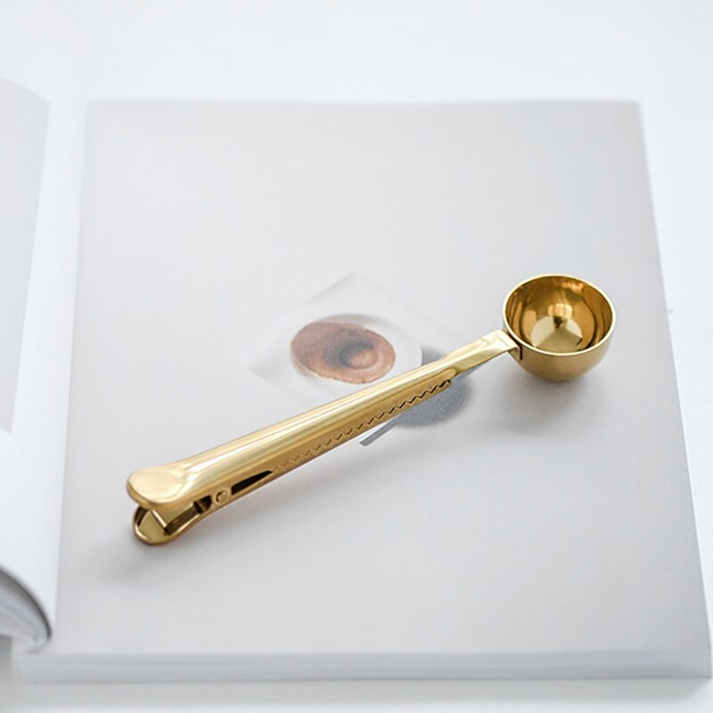 2 vienā daudzfunkcionāla garšvielu karote kafijas karote karote ar klipsi Kafijas mērkarote nerūsējošā tērauda mērkarote