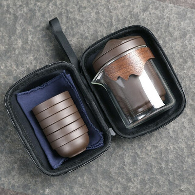 Yixing Purple Sand Tea Set Keramická čínska sada šálok s ochranou proti obareniu Prenosný cestovný čajový riad Kung Fu čajový hrnček 1 kanvica 6 šálok Gaiwan