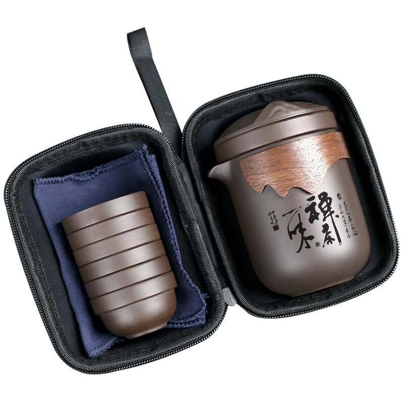 Yixing Purple Sand Tea Set Keramická čínska sada šálok s ochranou proti obareniu Prenosný cestovný čajový riad Kung Fu čajový hrnček 1 kanvica 6 šálok Gaiwan