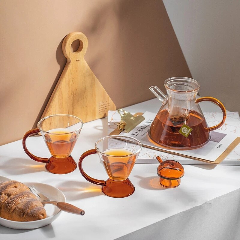 Severská priehľadná žiaruvzdorná sklenená kanvica na čaj, sada kuchynských šálok, káva, Puer čaj, jazmínový mliečny oolong čierny čaj