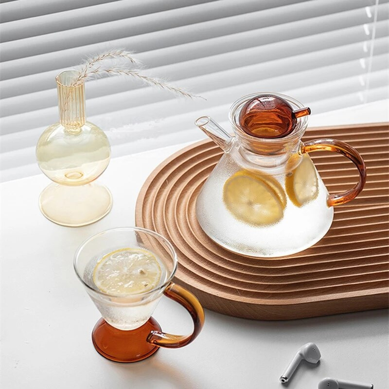 Severská priehľadná žiaruvzdorná sklenená kanvica na čaj, sada kuchynských šálok, káva, Puer čaj, jazmínový mliečny oolong čierny čaj