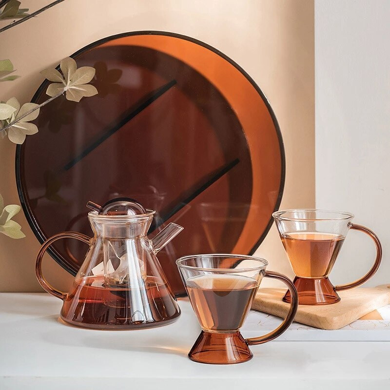 Severská priehľadná žiaruvzdorná sklenená kanvica na čaj, sada kuchynských šálok, káva, Puer čaj, jazmínový mliečny oolong čierny čaj