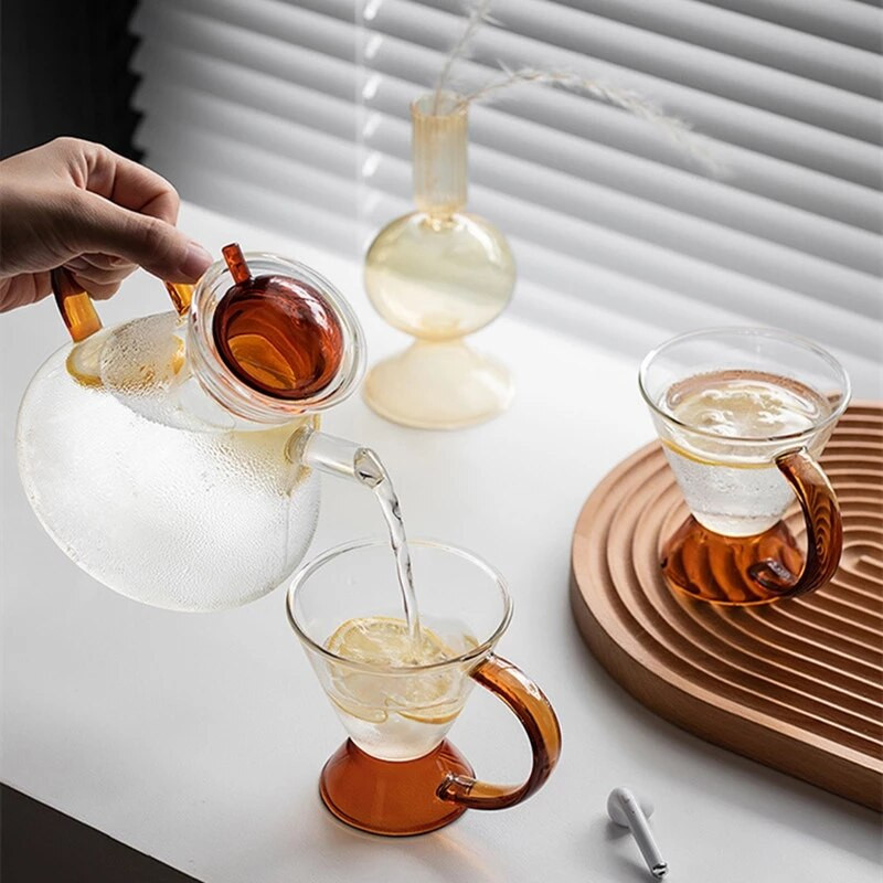 Severská priehľadná žiaruvzdorná sklenená kanvica na čaj, sada kuchynských šálok, káva, Puer čaj, jazmínový mliečny oolong čierny čaj