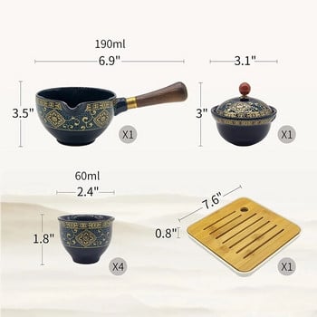 Teaware κινέζικο σετ τσαγιού Gong fu σετ τσαγιού Φορητό σετ τσαγιέρα με 360 περιστροφική συσκευή παρασκευής τσαγιού και φορητή συσκευή έγχυσης όλα σε τσάντα δώρου