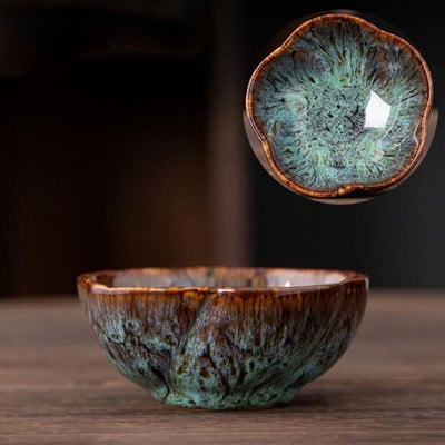 2db/szett Kemence Változó virágforma teástál Kungfu teáscsészék Mestercsésze Konyhai teáskészlet ivótartozékok