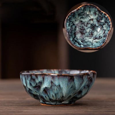 2db/szett Kemence Változó virágforma teástál Kungfu teáscsészék Mestercsésze Konyhai teáskészlet ivótartozékok