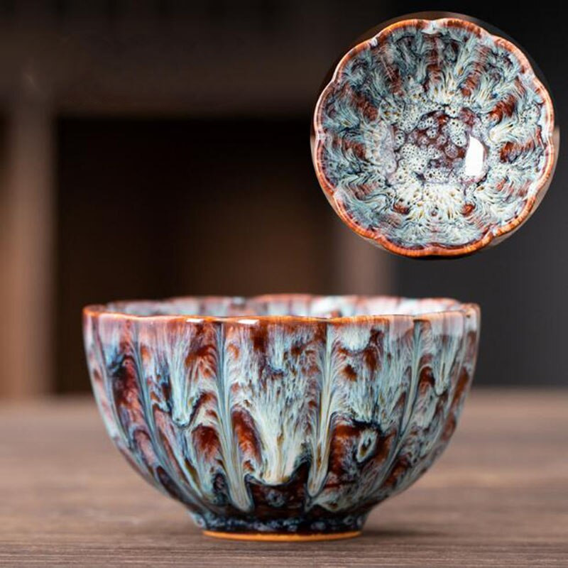 2db/szett Kemence Változó virágforma teástál Kungfu teáscsészék Mestercsésze Konyhai teáskészlet ivótartozékok