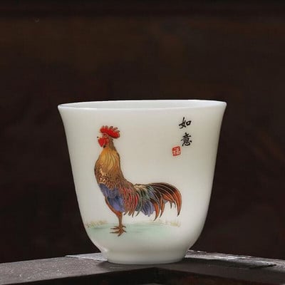 2tk/komplekt Suet Jade portselanist teetassid kukemuster Master Cup Kungfu teekauss 60ml kööginõud Traditsiooniline käsitöö