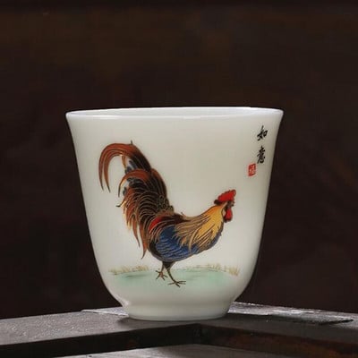 2tk/komplekt Suet Jade portselanist teetassid kukemuster Master Cup Kungfu teekauss 60ml kööginõud Traditsiooniline käsitöö