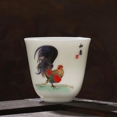 2tk/komplekt Suet Jade portselanist teetassid kukemuster Master Cup Kungfu teekauss 60ml kööginõud Traditsiooniline käsitöö