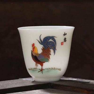 2tk/komplekt Suet Jade portselanist teetassid kukemuster Master Cup Kungfu teekauss 60ml kööginõud Traditsiooniline käsitöö