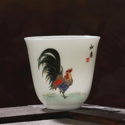 2tk/komplekt Suet Jade portselanist teetassid kukemuster Master Cup Kungfu teekauss 60ml kööginõud Traditsiooniline käsitöö